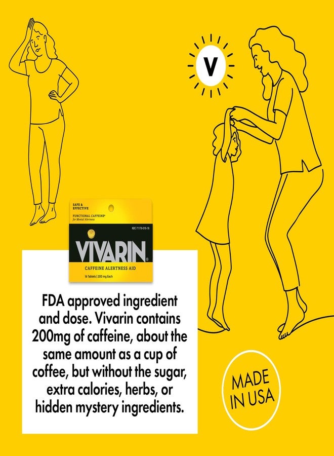 Vivarin, Caffeine Pills, 200mg Caffeine per Dose, Safely and Effectively Helps You Stay Awake, No Sugar, Calories or Hidden Ingredients, Energy Supplement, 16 Tablets (6 Pack) - Image 4